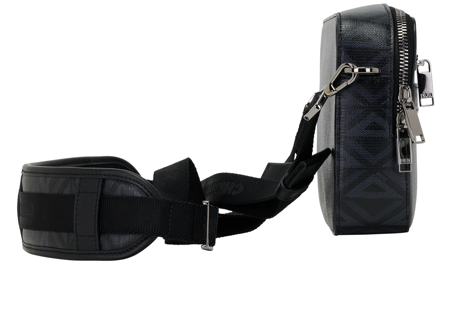 CD Diamond Print Safari Messenger, &pound;950, Handbags, Black, Canvas, Side view